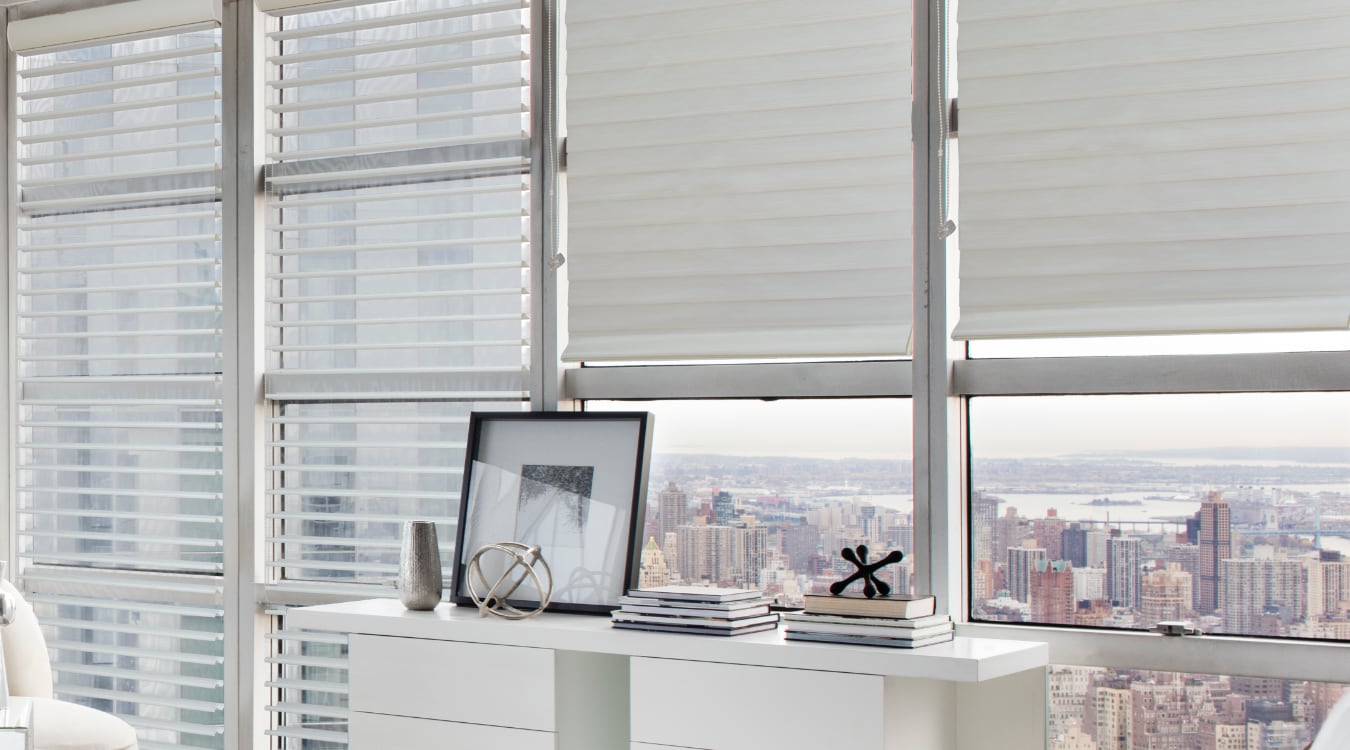 Fabric shades in a bedroom